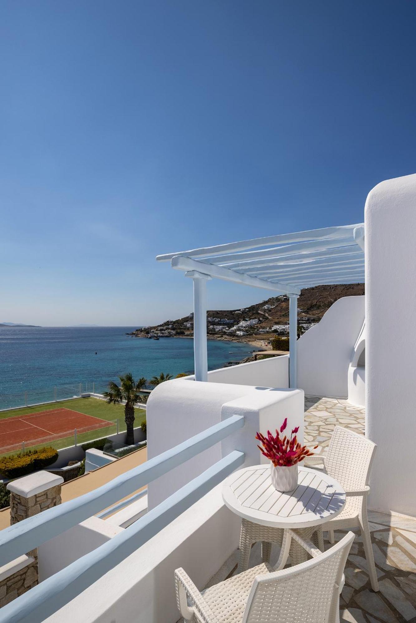 圣约翰别墅酒店 Agios Ioannis Diakoftis 外观 照片 A view of the Aegean Sea from a hotel in Mykonos